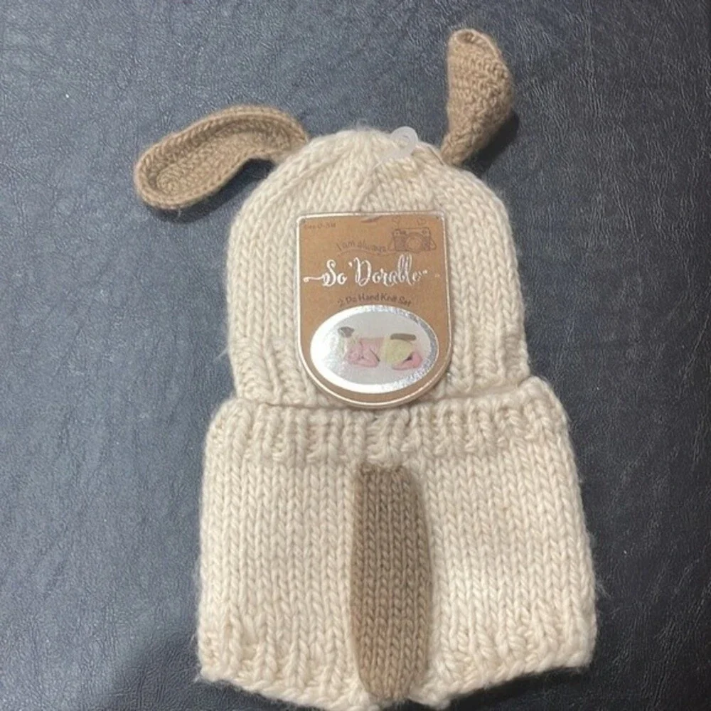 NEW! So' Dorable Knit Newborn Hand Knit Photo set - Puppy Dog - Size 0 - 3M